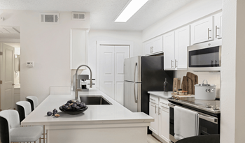 Stainless appliances with built-in microwave